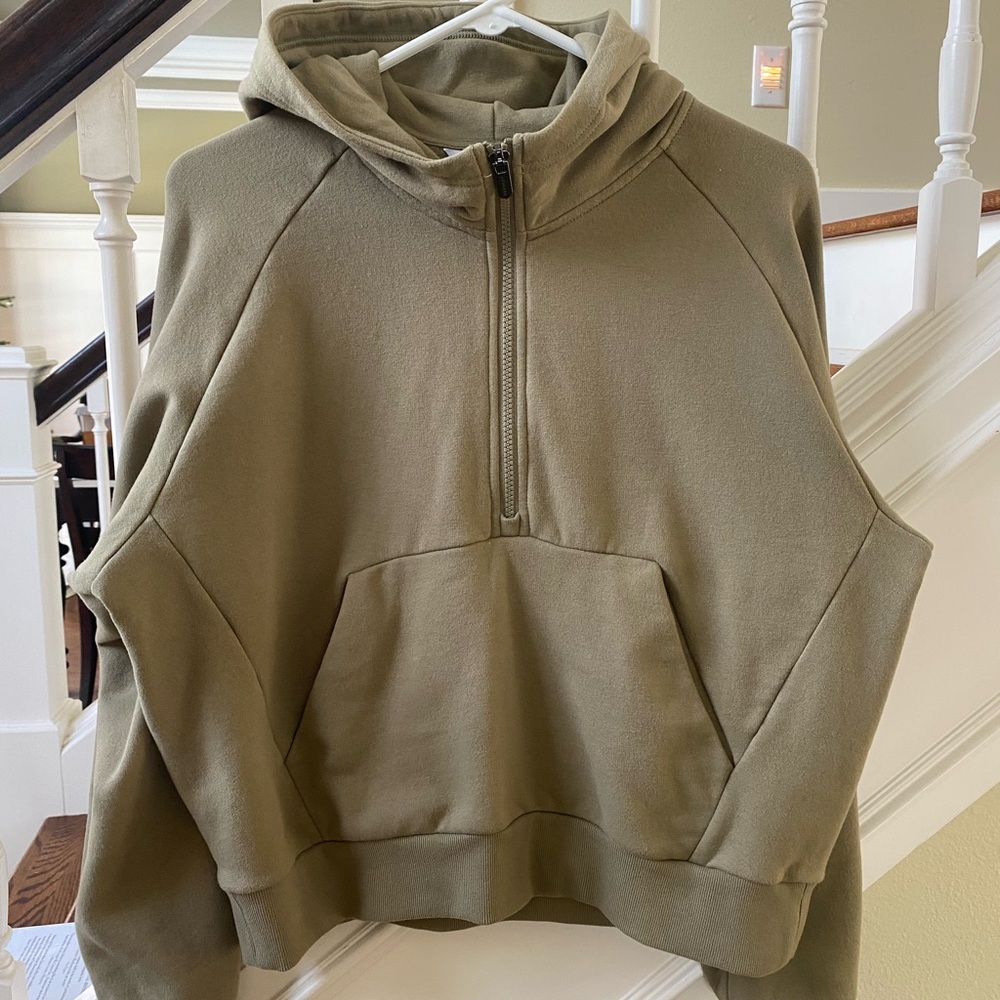 Athleta Olive Green Fleece Zip Hoodie